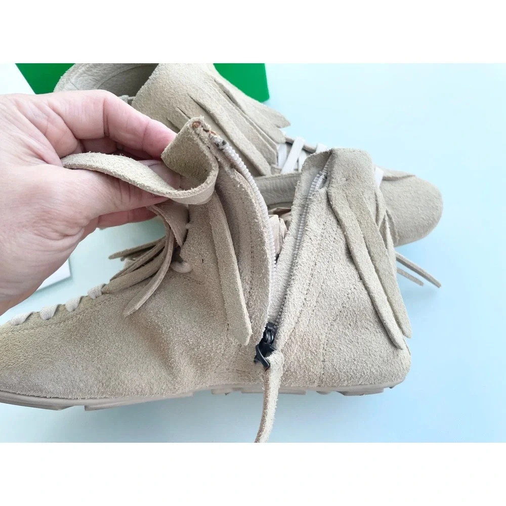 Bottega Veneta Suede Fringe Sneaker Boot,Beige, 312341 9904, SIZE‎ 41